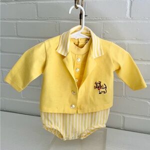 Baby Boys Classic Vintage Two-Piece Yellow Summer Romper Outfit